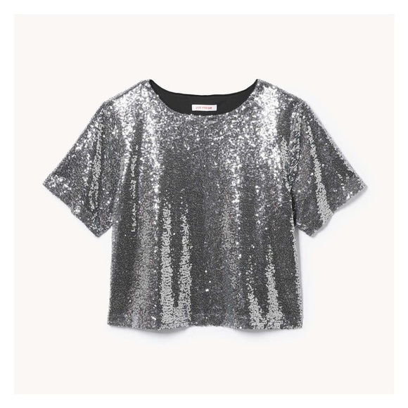 Joe Fresh Disco Ball Silver Sequin T-shirt Large - Picture 1 of 5